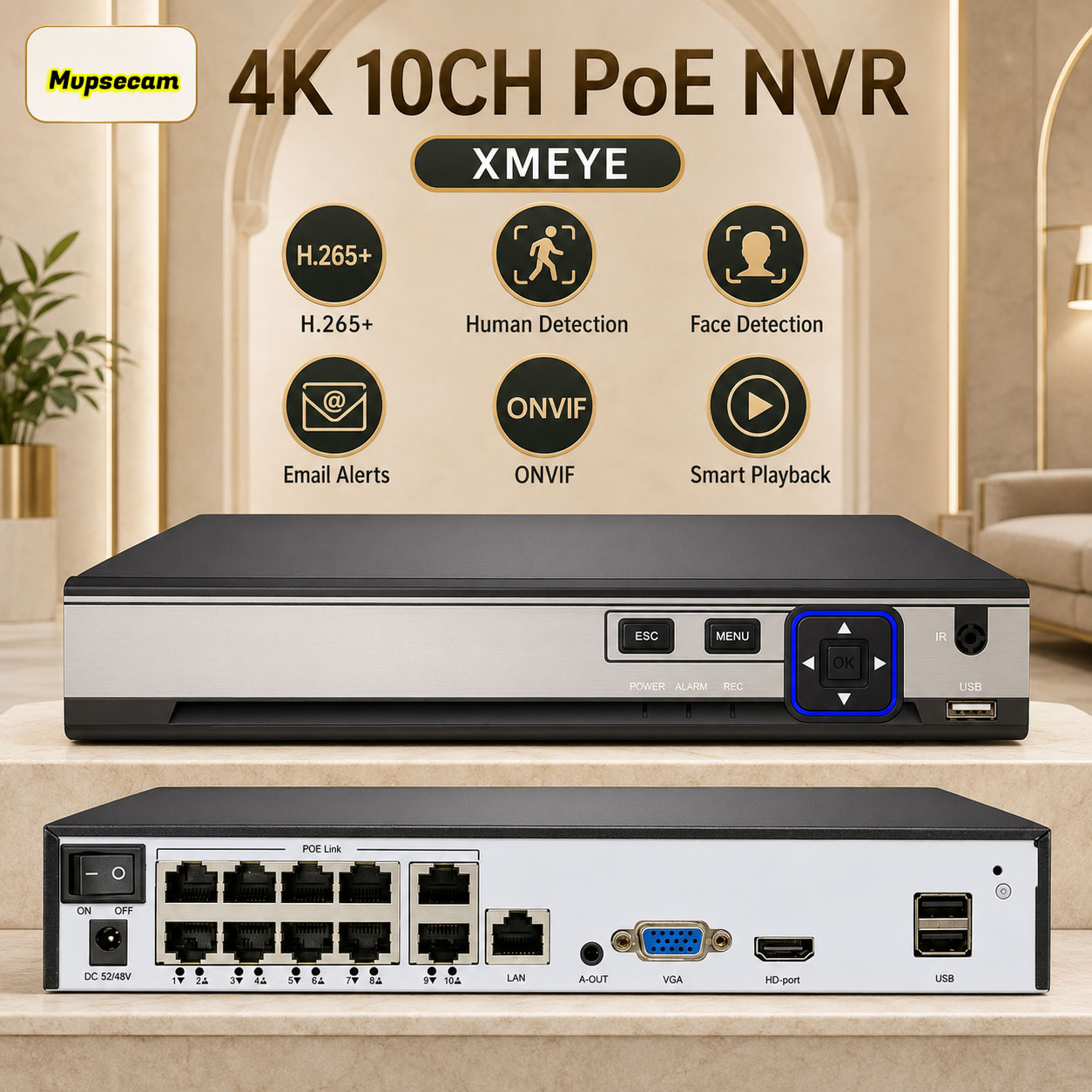 Security Ip Camera - POE NVR XMEYE 10CH 8 Kanal