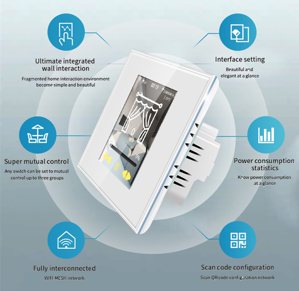 LCD WiFi akıllı perde anahtarı - Smart Home Apple incelemesi ve fiyatı